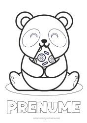 Desen liber de colorat Drăguț Drăguț Animal Panda Desene de colorat ușoare Alte animale din lume Pizza