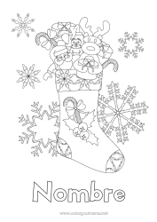 Colorear gratis Navidad Copos de nieve Calcetín de Navidad