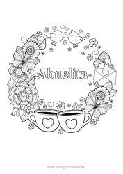 Niño página para colorear Flores Corazón Pájaro Primavera Taza Mariposa Bebidas Insectos Aves y mamíferos voladores