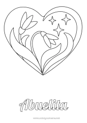 Niño página para colorear Flores Corazón Te amo Gran corazón Estrellas
