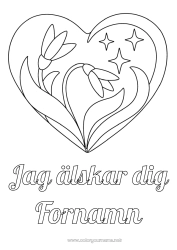 Gratis färgläggning Blommor Hjärta Jag älskar dig. Stort hjärta Stjärnor