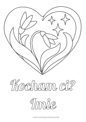 Kolorowanka dla dziecka Kwiaty Serce Kocham cię. Wielkie serce Gwiazdy
