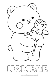 Colorear gratis Llevar Te amo Animales Rosa Animales del bosque