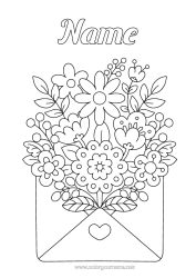 Colouring to customise Flowers Heart Spring Envelope