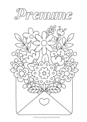 Pagină de colorat personalizată Flori Inimă Primăvară Plic