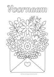 Gratis kleurplaat Bloemen Hart Lente Envelop