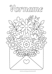 Kostenlose Malvorlage Blumen Herz Frühling Umschlag