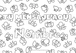 Colorear gratis Primavera Mariposa Animales Nombre decorado Insectos Fondo decorativo