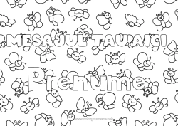 Pagină de colorat gratuită Primăvară Fluture Animal Nume decorat Insecte Fundal decorativ
