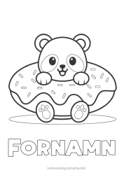 Gratis färgläggning Söt Kaka Söt Djur Panda Donuts Lätta målarbilder Andra djur i världen