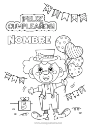 Dibujo libre Regalos Cumpleaños Globos Clown Mensaje de feliz cumpleaños (inglés) Edad personalizable