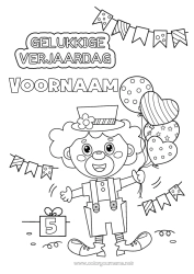 Kleurplaat aanpassen Cadeaus Verjaardag Ballonnen Clown Verjaardag (Frans) Bericht Aangepaste verjaardagsleeftijd