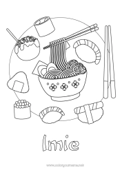 Kolorowanka do personalizacji Jedzenie Japon Sushi Ramen