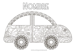 Colorear gratis Vehículos Coches Zentangle Automóviles, furgonetas y autocaravanas