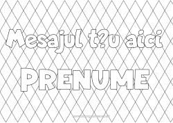 Pagină de colorat gratuită Carnaval Marțea Grasă Nume decorat Forme geometrice Harlequin Fundal decorativ
