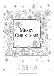 Free drawing Christmas Christmas decorations Sign “Merry Christmas” message