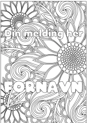 Gratis fargelegging Blomster Dekorert navn Solsikke Komplekse fargelegginger Zentangle Dekorativ bakgrunn