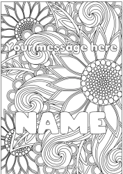 Free colouring Flowers Decorated name Sunflower Complex colouring pages Zentangle Decorative background