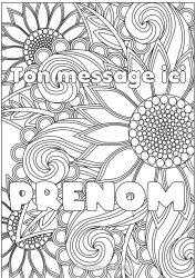 Coloriage à personnaliser Fleurs Nom décoré Tournesol Coloriages complexes Zentangle Fond décoratif