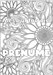 Desen liber de colorat Flori Nume decorat Floarea-soarelui Desene de colorat complexe Zentangle Fundal decorativ