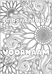 Kleurplaat aanpassen Bloemen Gedecoreerde naam Zonnebloem Complex Kleurplaten Zentangle Decoratieve achtergrond