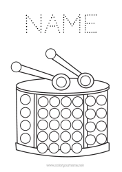 Colouring to customise Carnival Music Spot Markers Music Day Musical Instruments Drum