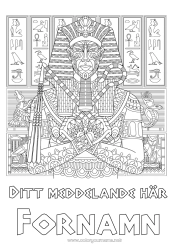 Färgläggningssida att anpassa Egypten Zentangle Farao Historia