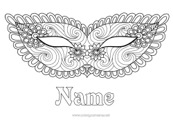 Free coloring Fancy dress Mask Carnival Zentangle