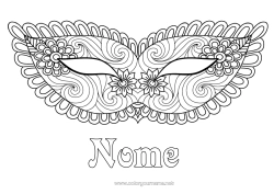 Colorazione gratuita Costume Maschera Carnevale Zentangle