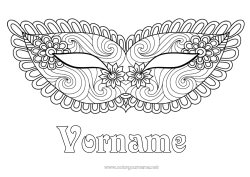 Kostenlose Zeichnung Verkleidung Maske Karneval Zentangle