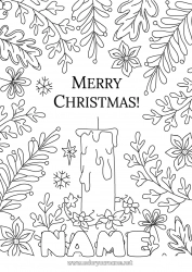 Free drawing Candle Christmas “Merry Christmas” message