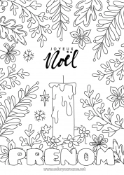 Coloriage gratuit Bougie Noël 