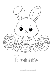 Free drawing Cute Bunny Easter eggs Easter Forest animals