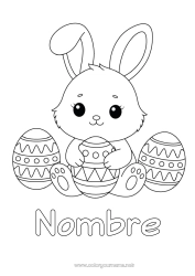 Colorear gratis Lindo Conejo Huevos de Pascua Pascua de Resurrección Animales del bosque