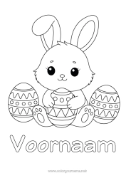 Gratis tekening Schattig Konijn Paaseieren Pasen Bosdieren