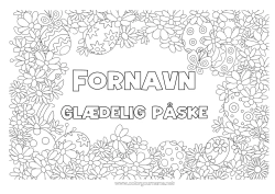 Gratis farvelægning Blomster Forår Sommerfugl Påskeæg Påske Komplekse farvelægninger Insekter Ramme