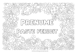 Desen liber de colorat Flori Primăvară Fluture Ouă de Paște Paște Desene de colorat complexe Insecte Cadru