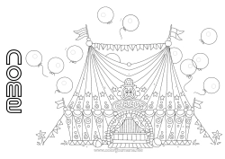Desenho grátis Bolas Palhaço Circo Tenda de circo