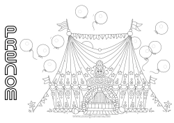 Dessin gratuit Ballons Clown Cirque Chapiteau