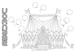 Kostenlose Malvorlage Luftballons Clown Zirkus Zirkuszelt