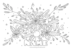 Free colouring Christmas Leaves 