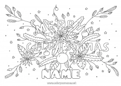Free coloring Christmas Leaves “Merry Christmas” message