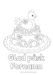 Gratis färgläggning Höna Fjäril Påskägg Insekter Gårdsdjur Påskhatt