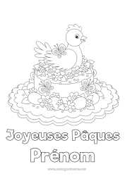 Dessin gratuit Poule Papillon Oeufs de Pâques Insectes Animaux de la ferme Chapeau de Pâques