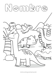 Dibujo libre Dinosaurios Volcán Animales Tiranosaurio Triceratops