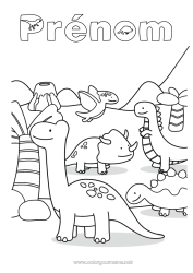 Dessin gratuit Dinosaures Volcan Animal Tyrannosaure Tricératops