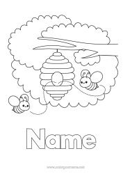 Colouring to customise Animal Bee Insects Hive