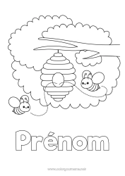 Coloriage à personnaliser Animal Abeille Insectes Ruche