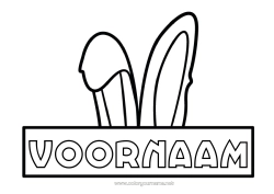Gratis tekening Konijn Dier Pasen Eenvoudige kleurplaten Bosdieren Bord