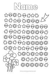 Colouring to customise Flowers Spring Sun Children's Activities Mushroom Maze